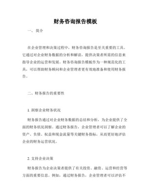 專(zhuān)業(yè)財(cái)務(wù)顧問(wèn)咨詢(xún)報(bào)告